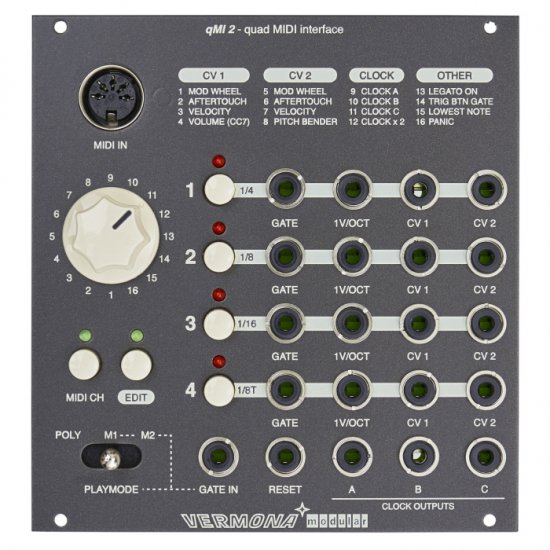 Vermona Modular qMI 2 – Quad MIDI Interface - zum Schließen ins Bild klicken